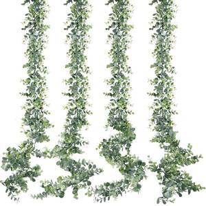 lot 1973 image: Sggvecsy Artificial Eucalyptus Garland 4 Pack Fake Eucalyptus Greenery Garland Faux Hanging Plants Artificial Vines, 5.6 FeetStrand for Wedding Backdrop Arch Wall Table Party Outdoor Festival Decor