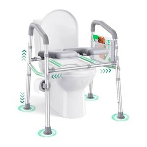 lot 1996 image: PopWise Raised Toilet Seat with Handles Adjustable Height & Width, 500 lb