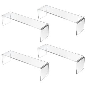 lot 1999 image: Meyeyaia 4 Pack Acrylic Risers Display Stands, Acrylic Shelf Riser Display Risers, Spice Rack for Dishes, Spices, Soda Cans and Bottles��12.4 x 4 x 4.6 inch��