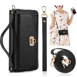 lot 2239 image: REEGINCH Crossbody Wallet Case for iPhone 17 Pro Max 6.9, Magnetic Detachable PU Leather Case with RFID Blocking Card Holder, Wristlet & Shoulder Strap, Flip Zipper Clutch Purse for Women - Black B