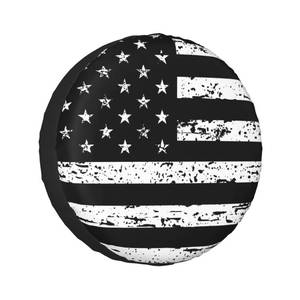 lot 2244 image: Spare Tire Cover Vintage American Flag for RV Trailer, Weatherproof Universal Wheel Cover for RV Travel Trailer Camper Truck Black White 15Inch