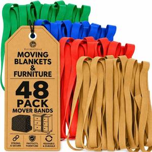 lot 2255 image: kitchentoolz 48 Pack Mover Bands �� Extra Large Rubber Bands for Furniture & Moving Blankets �� Heavy-Duty Stretch Bands in 4 Sizes (25, 30, 36, 42)