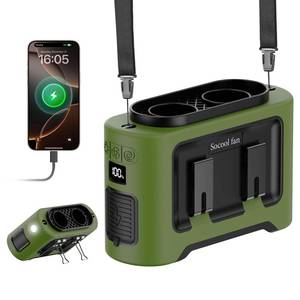lot 2262 image: Socool 14500mAh Portable Waist Fan Clip on Wearable Belt Rechargeable Personal Fan, Dual Air Outlet, 40H Cooling 5-Speed Battery Operated Fans with Light, Neck Fan Hanging for Outdoor Camping Travel