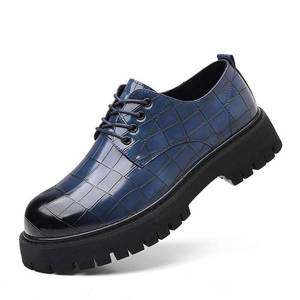lot 2268 image: Mens Round Toe Chunky Heel Platform Loafers  Business Casual Formal Work Dress Shoes  Party Wedding Moccasins for Male  Non-Slip Lug Sole Oxfords,Blue,EU439.5 US Men