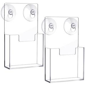 lot 2271 image: Thyle 2 Pcs Acrylic Brochure Holder with Suction Cups for Wall, 5 x 7 Inch