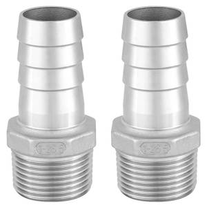 lot 2277 image: 304 Stainless Steel Hose Barb Fitting, 1 Hose Barb x 1 NPT Male Adaptor for Water Fuel Air 2PCS
