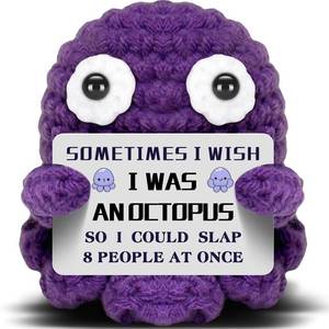 lot 2318 image: VKYN Mini Octopus Crochet Doll with Funny Card, Purple Gifts for Women Men