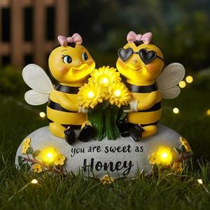 lot 3313 image: YHSOLAR Solar Bee Lights Garden Statues 5.5 Resin Bee Figurine Waterproof