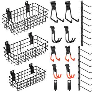 lot 3322 image: INCLY 27PCS Slatwall Accessories Set with 3 Baskets & Multisized Hooks
