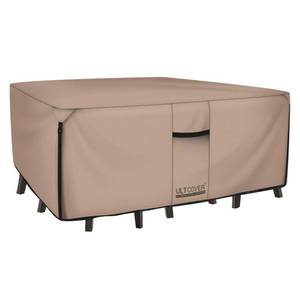 lot 3325 image: ULTCOVER Rectangular Patio Heavy Duty Table Cover - 600D Tough Canvas Waterproof Outdoor Dining Table and Chairs General Purpose Furniture Cover Size 126L x 74W x 28H inch