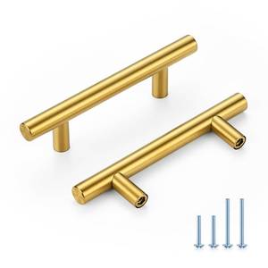 lot 4137 image: HOME EDIT Gold Cabinet Handles, Drawer Pulls, 3 Inch, 10 Pack