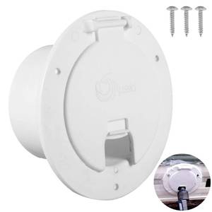 lot 4154 image: Aussio (1-Pack, White RV Hatch Covers Round Electric Cable Hatches for Camper Trailer Motorhome Power Cord Hatch Cover with Screws RV Accessories Power Cord Cable Hatches