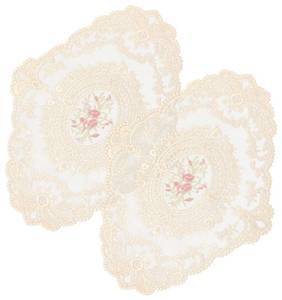 lot 4160 image: 2PCS Lace Doily, Beige Lace Doilies for Tables with Flowers
