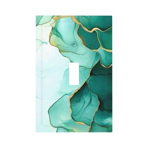 lot 4172 image: JDAKHD Green Gold Marble Printing Light Switch Cover Plate Abstract Granite Marbled 1 Gang Decorative Wall Plate Modern Luxury Art Single Toggle Outlet Switch Faceplate Cover Bathroom Bedroom