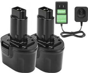 lot 4173 image: Hanaix 2Pack 4800mAh 7.2V Battery and Charger for Dewalt DW9057 DE9057