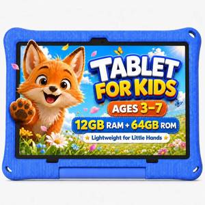 lot 4181 image: Kids Tablet 10 Inch Android 15 Tablet for Kids, 64GB Octa-Core 6000mAh Battery, WiFi 6, Pre-Installed Kids Apps, Parental Control with EVA Protective Case �� Ideal Gift for Toddler, Blue