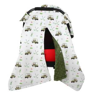 lot 4186 image: Honeydak Golf Baby Car Seat Cover Minky Infant Golf Nursing Decor Canopy Breastfeeding Blankets Peekaboo Opening Stroller Stuff for Newborn Baby Boy Girl, 27.5 x 39 Inch
