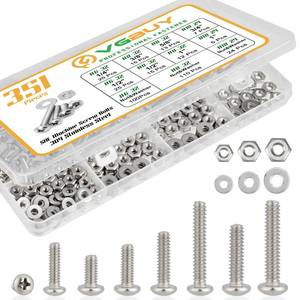 lot 4196 image: VGBUY 351Pcs Machine Screws Nuts and Bolts Assortment Kit, # 6-32# 8-32# 10-24 Phillips Pan Head Assorted 304 Stainless Steel Bolts Nuts Flat Washers Bolts with Case
