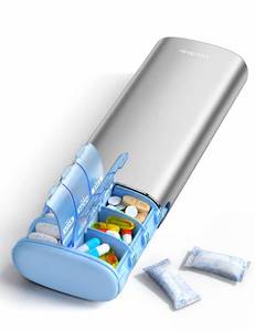 lot 4197 image: Vaydeer Metal 7 Day Travel Pill Organizer 2 Times a Day, Built-in Desiccant