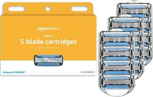 lot 4203 image: Amazon Basics 5-Blade Razor Refills for Men with Dual Lubrication, Hypoallergenic, Clean Shave, Precision Beard Trimmer, 12-Pack (Fits Amazon Basics Razor Handles only)