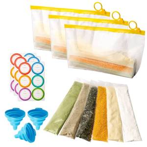lot 4208 image: WALLFID Protein Powder Travel Container Set,Portable Powder Supplement Container,50pcs (1.78 x 8.7) Disposable Single-Dose Bags and 3pcs (9.9 x 5.6) Large Container Zipper Bags for Fitness,Travel