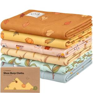 lot 4210 image: Organic Burp Cloths Baby Boy, Girl, 6-Pack Large Burping Cloths (Countryside)