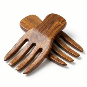 lot 4211 image: Salad Hands - Set of 2 Acacia Wood Salad Servers for Easy Tossing & Serving of Salad, Pasta, Fruit, and More �� Perfect Kitchen Accessory