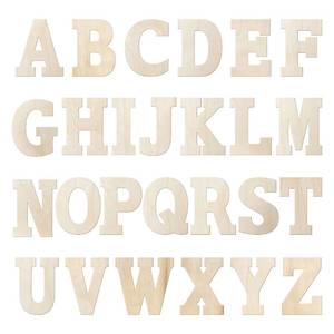 lot 4216 image: 6 Inch 88 Pieces Wood Letters Crafts Wooden Letters,Unfinished Thin Alphabet with Extras for Wall Decor