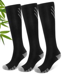 lot 4227 image: JODUCE Viscose from Bamboo Compression Socks for Men & Women, 3 Pairs 15-20 mmHg Graduated Knee High Support Socks for Nurses, Travel, Office & Long-Haul Flights (Black, LXL)