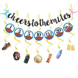 lot 4240 image: Running Garland Banners Decorations Marathon & family run Themed Birthday Party Supplies