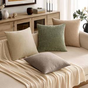 lot 4243 image: MIULEE Textured Chenille Throw Pillow Covers 22x22 Inch Light Taupe