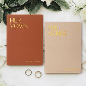lot 4244 image: Tosstuki 2 Pack Leather Vow Books His Hers Foil,Brown and Khaki,Classic
