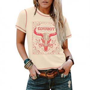 lot 4245 image: Western Shirts for Women Vintage Rodeo Graphic Tees Cute Cowboys Shirts Country Music Short Sleeve Tops