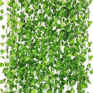 lot 4246 image: CQURE 12 Pack 84Ft Artificial Ivy Garland, Fake Vines UV Resistant Greenery Leaves Fake Plants Hanging Aesthetic Vines for Home Bedroom Party Garden Wall Room Decor