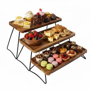 lot 1038 image: Oaklyn Acacia Wood 3-Tier Serving Tray Stand