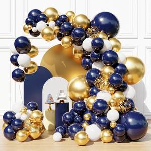 lot 2327 image: Blue and Gold Balloons Arch Kit, 124 Pieces