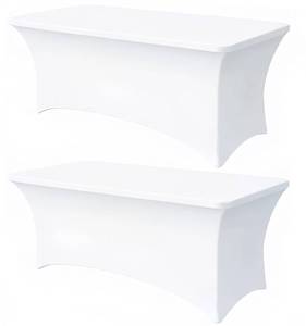 lot 2330 image: Lemict 6ft Fitted Stretch Tablecloth White 2-Pack