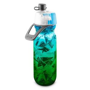 lot 2333 image: O2COOL Mist N Sip 20 oz Sports Water Bottle Ombre Prism Green