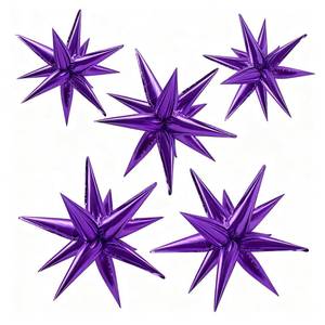 lot 2344 image: BOMSI Purple Spike Balloons 60Pc Foil Star Set