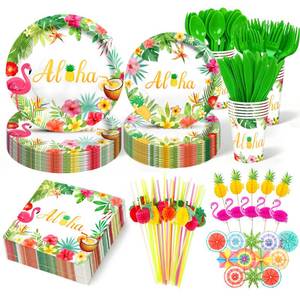 lot 3334 image: AveCera Hawaiian Luau Party Decorations Set 230Pcs