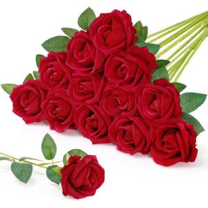 lot 4262 image: Lifewit Artificial Rose Flowers 12-Pack Red Long Stem