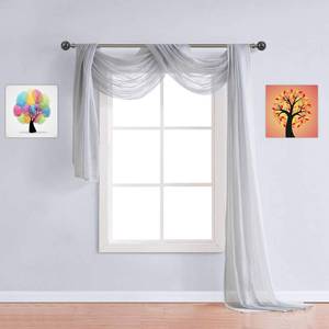 lot 6061 image: Warm Home Designs Sheer Window Scarf 55 x 144 Silver