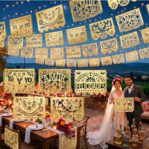 lot 6496 image: Fullhawl Papel Picado Banner 6-Pack 120 ft Gold