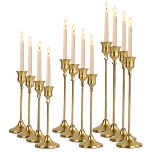 lot 6497 image: Oakernel French Gold Taper Candle Holders Set