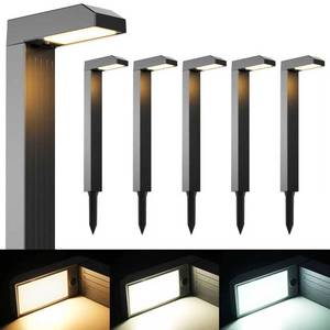 lot 7629 image: COXSENI Solar Pathway Lights 6 Pack with 3 Color Modes