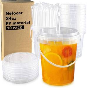 lot 8021 image: Nefocar 10 Pack 34oz Plastic Cups with Lids and Straws