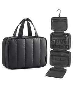 lot 8031 image: BAGSMART Travel Toiletry Bag with Hanging Hook, Black