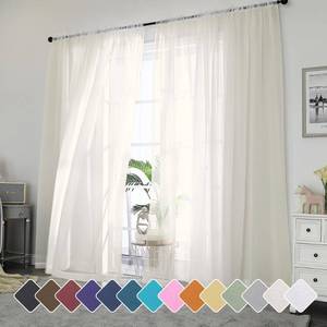 lot 8041 image: Ivory Sheer Curtains 96 Inch 2 Panel Set