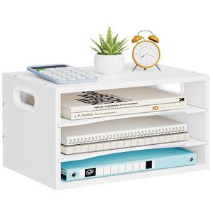 lot 11322 image: Marbrasse 3-Tier Wood Desk Organizer, White