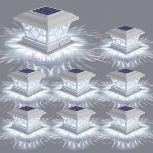 lot 11327 image: APONUO Solar Post Cap Lights 8 Pack 1000mAh